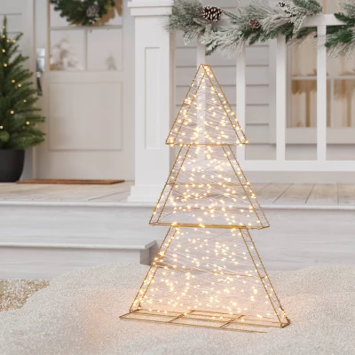LED Champagne Metal Tree Christmas Novelty Sculpture Light With White Color Light Bulb - Wondershop™ 1 LED Champagne Metal Tree Christmas Novelty Sculpture Light With White Color Light Bulb - Wondershop™