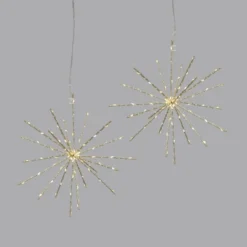 2pc 12" LED Twinkling Starburst Christmas Novelty Sculpture Light White With Gold Wire - Wondershop™