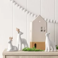 3ct Christmas Ceramic Deer Decor Set White- Wondershop™