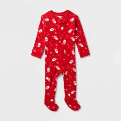 Baby Santa Print Ribbed Holiday Matching Family Footed Pajama - Wondershop™ Red -Wondershop GUEST 0f0735f1 cbb0 44a3 b637 128fb9468433