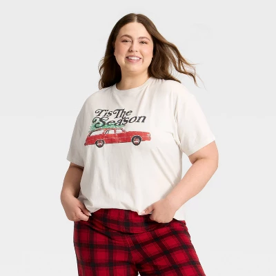 Women's "Tis The Season" Short Sleeve Holiday Matching Family Pajama Shirt - Wondershop™ Cream 5 Women's "Tis The Season" Short Sleeve Holiday Matching Family Pajama Shirt - Wondershop™ Cream - Image 5