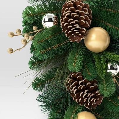 28" Decorated Pine Hanging Christmas Artificial Swag Green/Champagne Gold - Wondershop™ 2 28" Decorated Pine Hanging Christmas Artificial Swag Green/Champagne Gold - Wondershop™ - Image 2