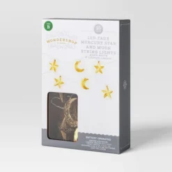 10ct LED Battery Operated Mercury Star And Moon Christmas Indoor/Outdoor Novelty String Lights Warm White With Silver Wire - Wondershop™ 5 10ct LED Battery Operated Mercury Star And Moon Christmas Indoor/Outdoor Novelty String Lights Warm White With Silver Wire - Wondershop™ -Wondershop GUEST 1d04b2e6 cbf7 40a2 a15e 524c43829ce2