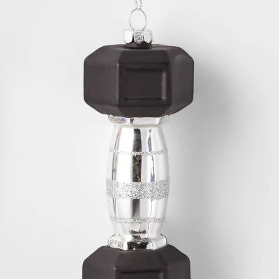 5.5" Dumbbell Glass Christmas Tree Ornament - Wondershop™ 2 5.5" Dumbbell Glass Christmas Tree Ornament - Wondershop™ - Image 2