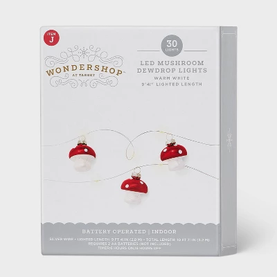 30ct LED Dewdrop With Red Mushrooms Christmas Indoor Novelty String Lights Warm White With Silver Wire - Wondershop™: Fairy Lights 3 30ct LED Dewdrop With Red Mushrooms Christmas Indoor Novelty String Lights Warm White With Silver Wire - Wondershop™: Fairy Lights - Image 3
