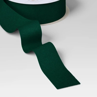 30' Christmas Fabric Ribbon Green Velvet - Wondershop™ 2 30' Christmas Fabric Ribbon Green Velvet - Wondershop™ - Image 2