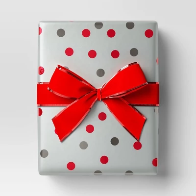 30” 25 Sq Ft Christmas Roll Wrap Red Gray Silver Dot - Wondershop™ 1 30” 25 Sq Ft Christmas Roll Wrap Red Gray Silver Dot - Wondershop™