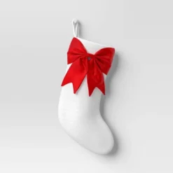 21" White Stocking With 3D Bow Decor - Wondershop™ -Wondershop GUEST 2e0a57a5 fba7 45de a5e2 d5a8d67f5c2e