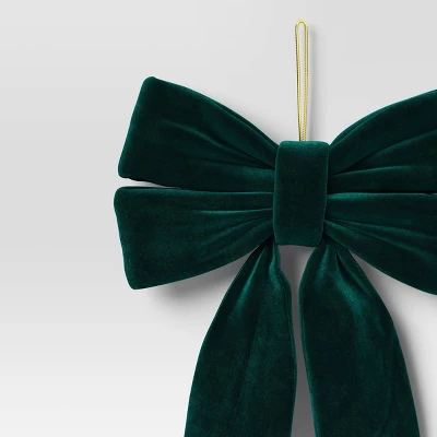 Christmas Small Velvet Bow Dark Green - Wondershop™ 2 Christmas Small Velvet Bow Dark Green - Wondershop™ - Image 2