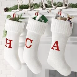 Knit Monogram Christmas Stocking White - Wondershop™