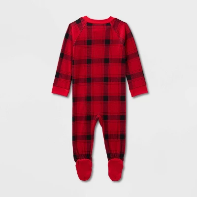 Baby Plaid Ribbed Holiday Matching Family Footed Pajama - Wondershop™ Red/Black 1 Baby Plaid Ribbed Holiday Matching Family Footed Pajama - Wondershop™ Red/Black