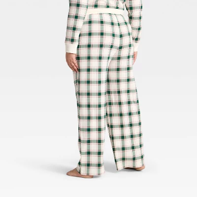 Women's Plaid Ribbed Holiday Matching Family Pajama Pants - Wondershop™ Cream 1 Women's Plaid Ribbed Holiday Matching Family Pajama Pants - Wondershop™ Cream