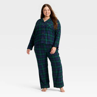 Women's Plaid Flannel Long Sleeve Shirt And Pants Holiday Matching Family Pajama Set - Wondershop™ Navy Blue 5 Women's Plaid Flannel Long Sleeve Shirt And Pants Holiday Matching Family Pajama Set - Wondershop™ Navy Blue - Image 5