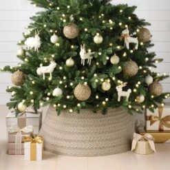 Christmas Roll Up Cable Knit Taupe - Wondershop™