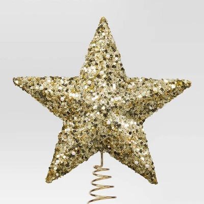 11" Unlit Gold Star Sequins And White Pearl Beads Christmas Tree Topper - Wondershop™ 2 11" Unlit Gold Star Sequins And White Pearl Beads Christmas Tree Topper - Wondershop™ - Image 2