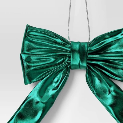 6.75" Christmas Metallic Bow Ornament Green - Wondershop™ 2 6.75" Christmas Metallic Bow Ornament Green - Wondershop™ - Image 2