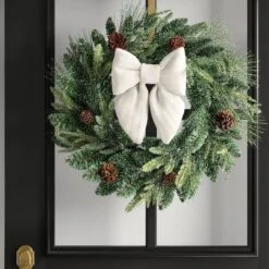 16" Christmas Jumbo Cable Knit Bow Decor White - Wondershop™