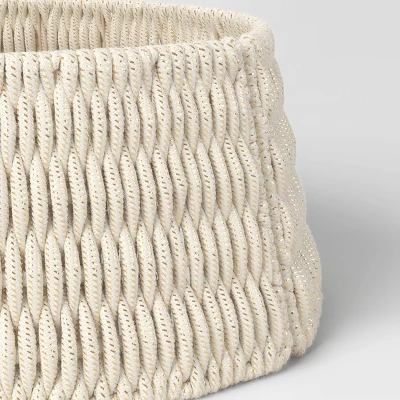 26" Woven Rope With Metallic Accent Christmas Tree Collar White/Gold - Wondershop™ 2 26" Woven Rope With Metallic Accent Christmas Tree Collar White/Gold - Wondershop™ - Image 2