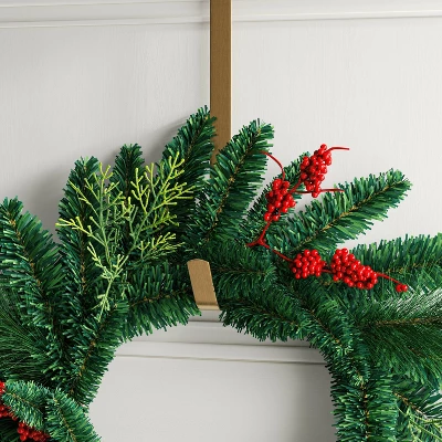 20" Christmas Unlit Mixed Greenery Wreath Red Berries - Wondershop™ 2 20" Christmas Unlit Mixed Greenery Wreath Red Berries - Wondershop™ - Image 2