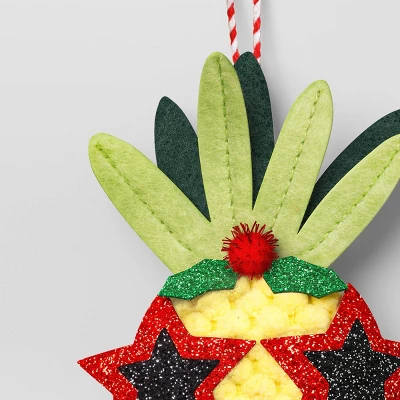 5" Christmas Fabric Pineapple Fruit Ornament - Wondershop™ 2 5" Christmas Fabric Pineapple Fruit Ornament - Wondershop™ - Image 2