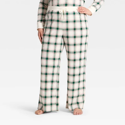 Women's Plaid Ribbed Holiday Matching Family Pajama Pants - Wondershop™ Cream 5 Women's Plaid Ribbed Holiday Matching Family Pajama Pants - Wondershop™ Cream - Image 5