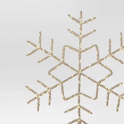 15.5" Pre-lit LED Metal Snowflake Christmas Tree Topper Champagne Gold With Warm White Lights - Wondershop™: Indoor Decor: Indoor Decor 3 15.5" Pre-lit LED Metal Snowflake Christmas Tree Topper Champagne Gold With Warm White Lights - Wondershop™: Indoor Decor: Indoor Decor - Image 3