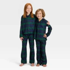 Kids' Plaid Long Sleeve Shirt And Pants Holiday Matching Family Pajama Set - Wondershop™ Navy Blue -Wondershop GUEST 718d3609 6336 4c6a 951a 58fea089ad9f