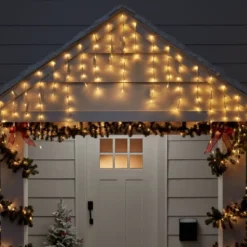 175ct LED Christmas Icicle Lights Spool Warm White With White Wire - Wondershop™