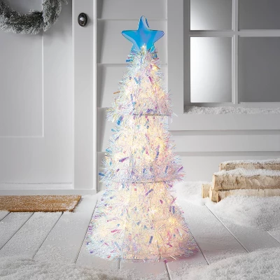 Incandescent Tinsel Tree With Plastic Tree Topper Star Christmas Novelty Sculpture Light With Clear Color Light Bulb- Wondershop™ 1 Incandescent Tinsel Tree With Plastic Tree Topper Star Christmas Novelty Sculpture Light With Clear Color Light Bulb- Wondershop™