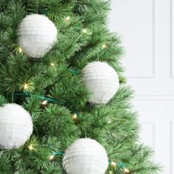 4ct 150mm Christmas Ornament Set White Fringe - Wondershop™