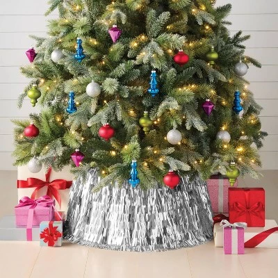 Christmas Mirrored Metallic Fringe Fabric Tree Collar Silver - Wondershop™ 1 Christmas Mirrored Metallic Fringe Fabric Tree Collar Silver - Wondershop™