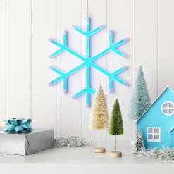 LED Battery Operated Christmas Neon Snowflake Hangable Sign Blue - Wondershop™
