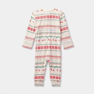 Baby "Let It Snow" Fair Isle Cozy Knit Holiday Matching Family Pajama Union Suit - Wondershop™ Cream 1 Baby "Let It Snow" Fair Isle Cozy Knit Holiday Matching Family Pajama Union Suit - Wondershop™ Cream