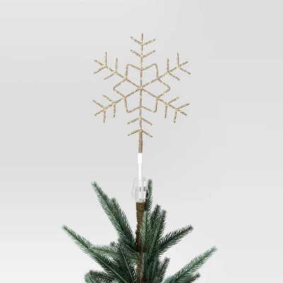 15.5" Pre-lit LED Metal Snowflake Christmas Tree Topper Champagne Gold With Warm White Lights - Wondershop™: Indoor Decor: Indoor Decor 2 15.5" Pre-lit LED Metal Snowflake Christmas Tree Topper Champagne Gold With Warm White Lights - Wondershop™: Indoor Decor: Indoor Decor - Image 2