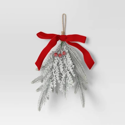 2ct Christmas Mini Swag Flocked Red Berries And Red Bow - Wondershop™ 2 2ct Christmas Mini Swag Flocked Red Berries And Red Bow - Wondershop™ - Image 2