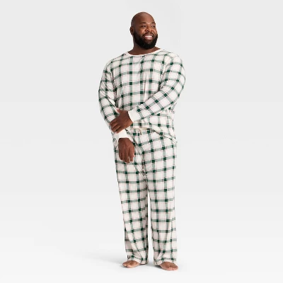 Men's Plaid Ribbed Long Sleeve Holiday Matching Family Pajama Shirt - Wondershop™ Cream 2 Men's Plaid Ribbed Long Sleeve Holiday Matching Family Pajama Shirt - Wondershop™ Cream - Image 2