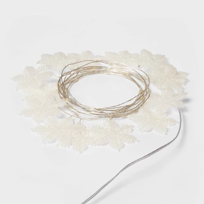 30ct LED Dewdrop With Glittered Snowflakes Christmas Indoor Novelty String Lights Warm White With Silver Wire - Wondershop™ 2 30ct LED Dewdrop With Glittered Snowflakes Christmas Indoor Novelty String Lights Warm White With Silver Wire - Wondershop™ - Image 2