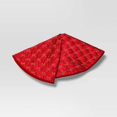 48" Christmas Embroidered Bow Velvet Tree Skirt Red - Wondershop™ 2 48" Christmas Embroidered Bow Velvet Tree Skirt Red - Wondershop™ - Image 2