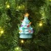 4" Christmas Lit Ceramic Retro Christmas Tree Ornament Blue - Wondershop™