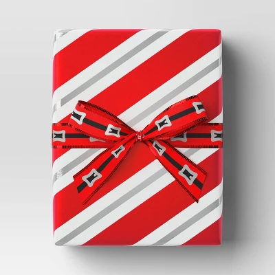 30” 90 Sq Ft Christmas Roll Wrap Red/White/Silver Diagonal Stripes - Wondershop™ 1 30” 90 Sq Ft Christmas Roll Wrap Red/White/Silver Diagonal Stripes - Wondershop™