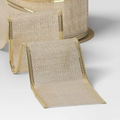 75' Christmas Fabric Ribbon Champagne Sheer - Wondershop™ 2 75' Christmas Fabric Ribbon Champagne Sheer - Wondershop™ - Image 2