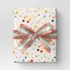 30” 90 Sq Ft Christmas Roll Wrap Multi-Color Dots/Stars On Cream - Wondershop™