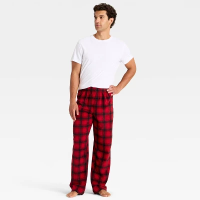 Men's Plaid Microfleece Holiday Matching Family Pajama Pants - Wondershop™ Red/Black 2 Men's Plaid Microfleece Holiday Matching Family Pajama Pants - Wondershop™ Red/Black - Image 2