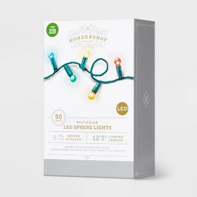 50ct LED Smooth Sphere Christmas String Lights With Green Wire - Wondershop™ 3 50ct LED Smooth Sphere Christmas String Lights With Green Wire - Wondershop™ - Image 3