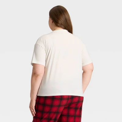 Women's "Tis The Season" Short Sleeve Holiday Matching Family Pajama Shirt - Wondershop™ Cream 1 Women's "Tis The Season" Short Sleeve Holiday Matching Family Pajama Shirt - Wondershop™ Cream