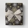 30” 25 Sq Ft Christmas Roll Wrap Gold/White Snowflakes On Black - Wondershop™