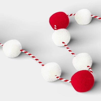 72" Christmas Pompons Garland Red/White - Wondershop™ 2 72" Christmas Pompons Garland Red/White - Wondershop™ - Image 2