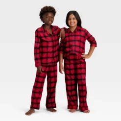 Kids' Plaid Long Sleeve Shirt And Pants Holiday Matching Family Pajama Set - Wondershop™ Red/Black -Wondershop GUEST b4b78934 020c 4302 834a 52c912929d63