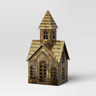 Christmas Lit Metal Church Decor Champagne Gold - Wondershop™ 2 Christmas Lit Metal Church Decor Champagne Gold - Wondershop™ - Image 2