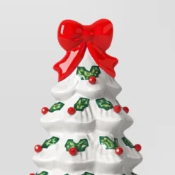 12" Lit Ceramic White Christmas Tree With Red Bow - Wondershop™ 5 12" Lit Ceramic White Christmas Tree With Red Bow - Wondershop™ -Wondershop GUEST c098588d 6fff 453d 9a66 c0de0e128c6f